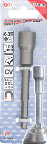 SOCKET, HEXAGON | EXTRA LONG | FOR ELECTRIC DRILLS | 6.3 MM (1/4") DRIVE | 13 MM (2769)