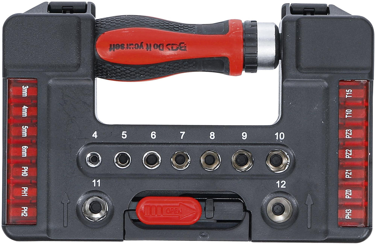BIT / SOCKET SET | WITH RATCHET SPINNER HANDLE FOR BITS, REVERSIBLE | 38 PCS. (20138)