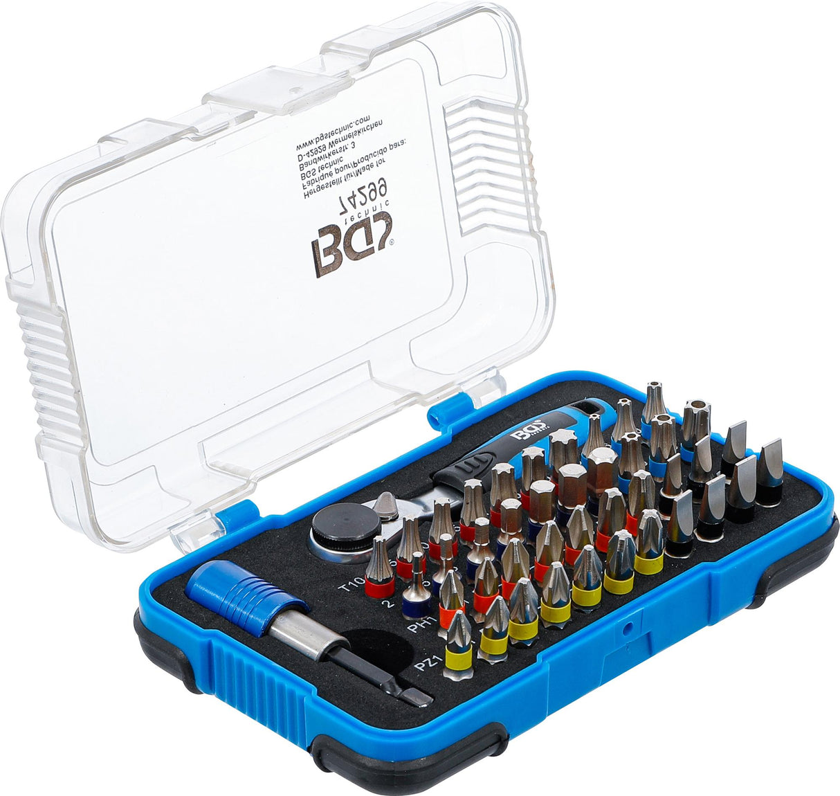 COLOR BIT SET | WITH BIT RATCHET | EXTERNAL HEXAGON 6.3 MM (1/4") | 43 PCS. (74299)