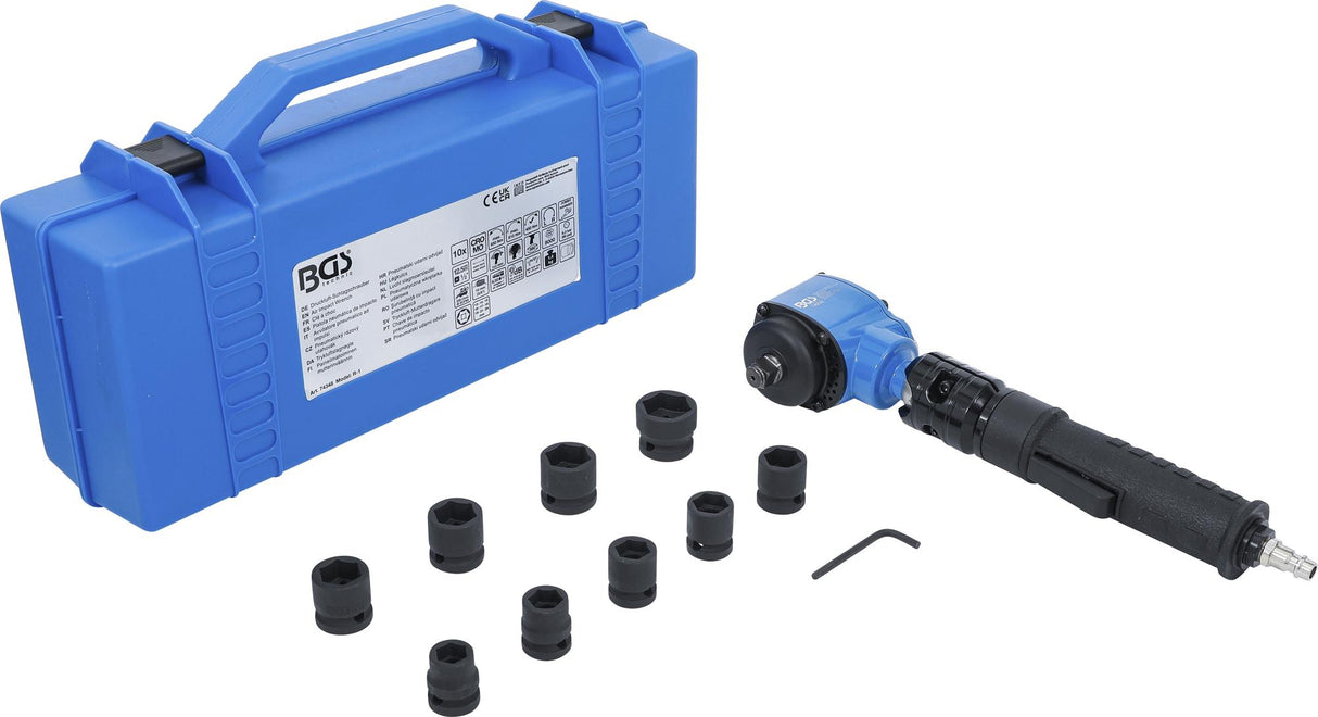 AIR IMPACT WRENCH | ANGLED AND IMPACT SOCKET SET | 12.5 MM (1/2") | 650 NM | 10 PCS. (74348)
