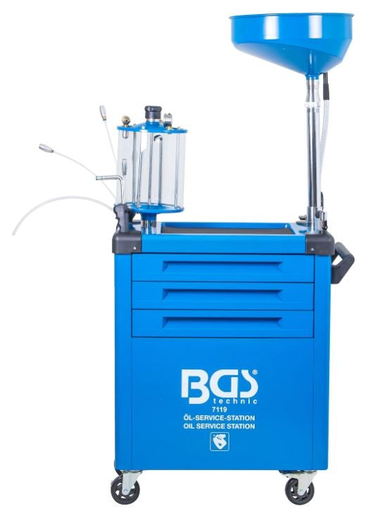 MOBILE OIL DRAINER STATION | WITH 3-DRAWER CABINET | WITH FILTER WRENCHES | 70L (7119)