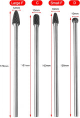 TUNGSTEN CARBIDE DIAMOND BURR SET | EXTRA LONG | 4 PCS. (SK8170)