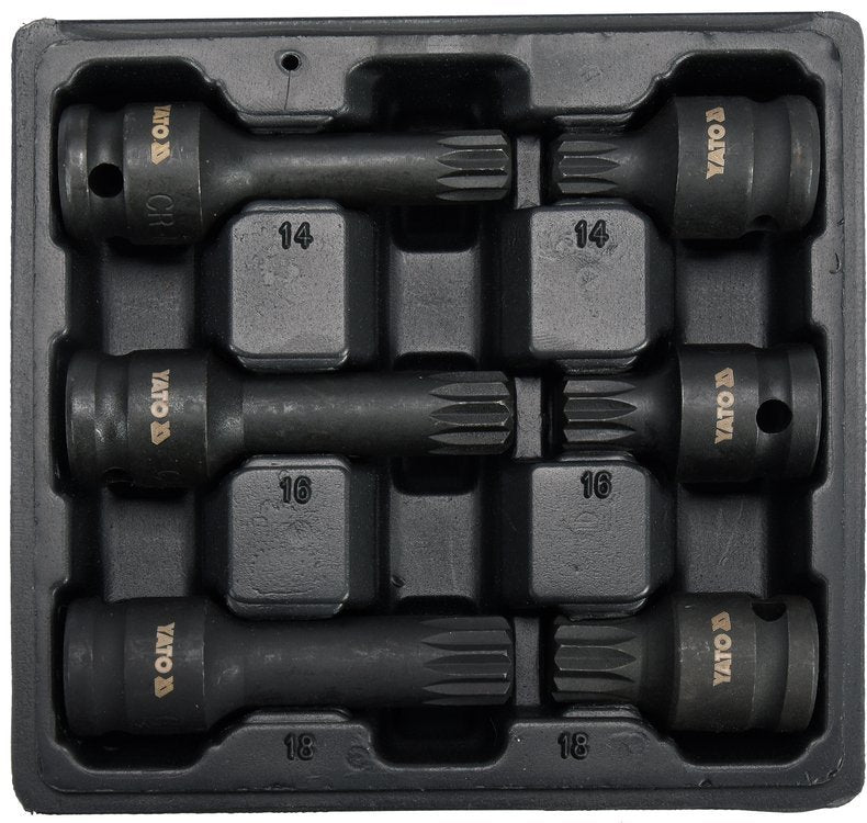 SPLINE IMPACT SOCKET SET 1/2" (YT-10652)