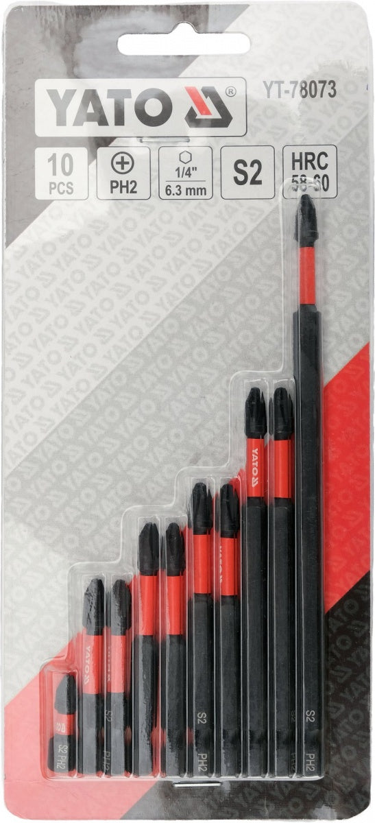 IMPACT BITS SET | 1/4" | PH2 | 10 PCS (YT-78073)