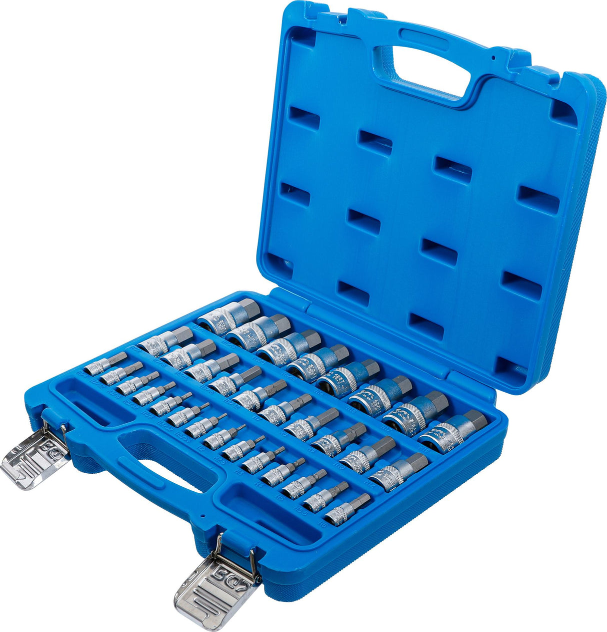 BIT SOCKET SET | 6.3 MM (1/4) / 10 MM (3/8") / 12.5 MM (1/2") DRIVE | INTERNAL HEXAGON 2 - 19 MM / 1/4 - 9/16" | METRIC AND INCH SIZES | 32 PCS. (74258)