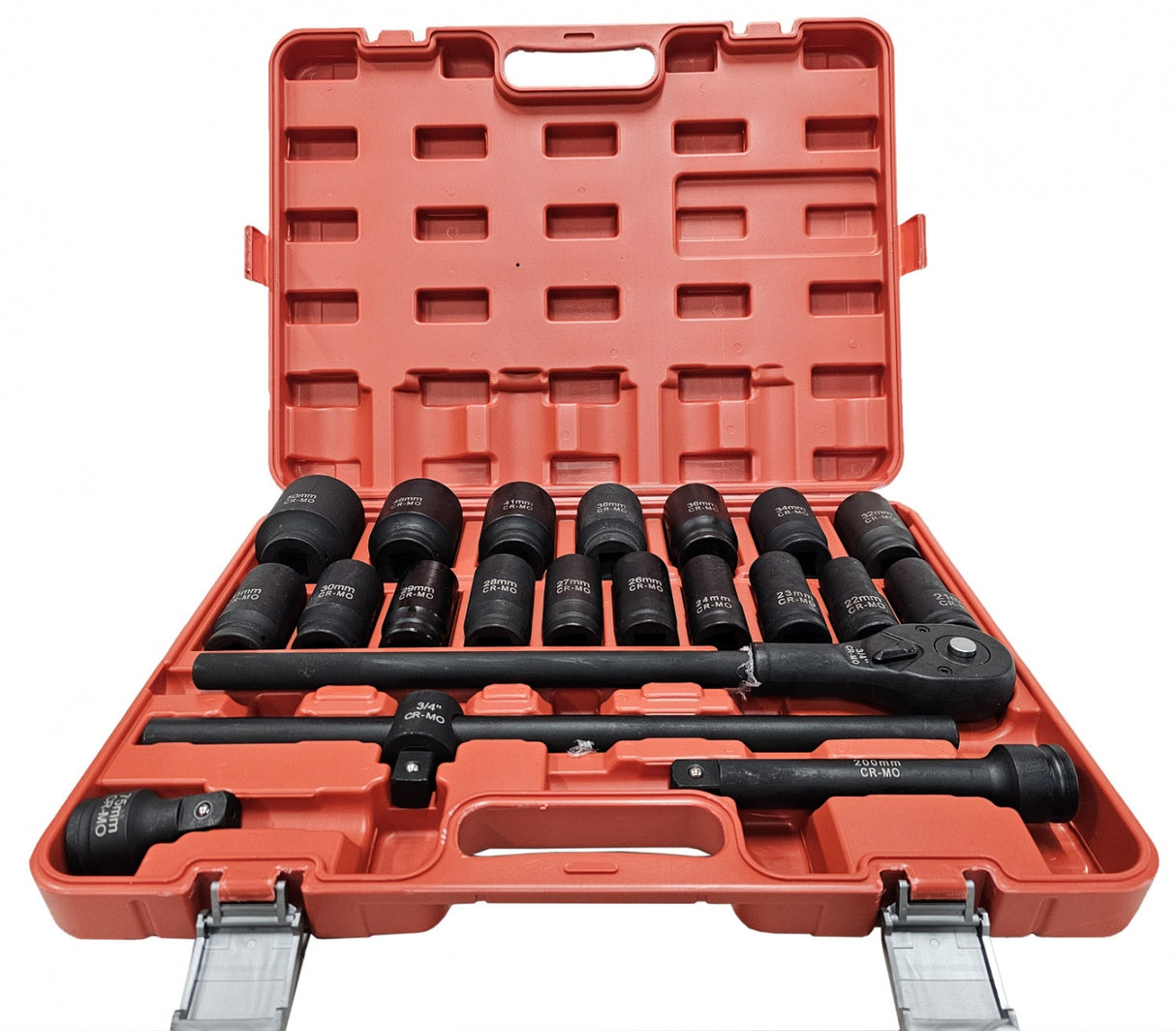 LONG IMPACT SOCKET AND WRENCH SET | CR-MO | 6-POINT | 20 MM (3/4") | 21 PCS. (SLS21A)