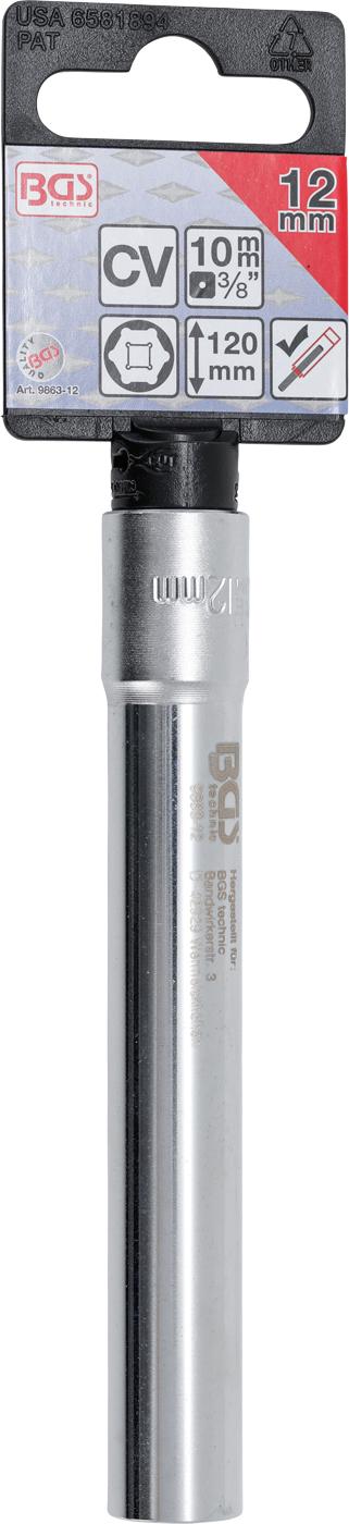 SOCKET, HEXAGON, EXTRA DEEP | 10 MM (3/8 ") DRIVE | 12 MM (9863-12)
