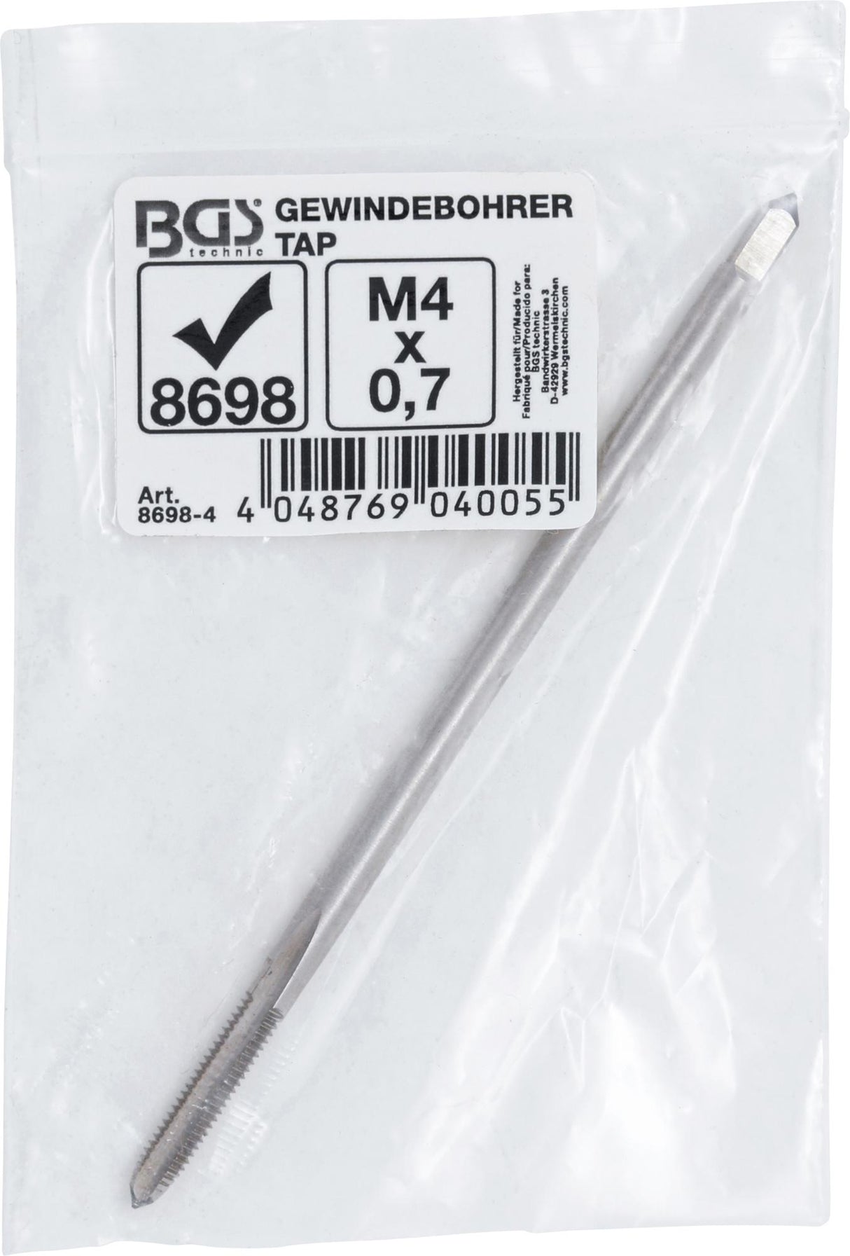 TAP | LONG | FOR BGS 8698 | M4 X 0.7 (8698-4)
