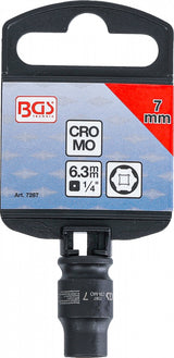 IMPACT SOCKET, HEXAGON | 6.3 MM (1/4") DRIVE | 7 MM (7287)