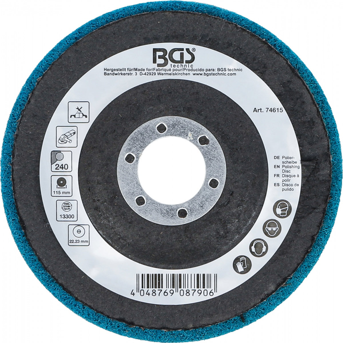 POLISHING DISC | ALUMINUM OXIDE | Ø 115 MM | GRAIN SIZE 240 (74615)