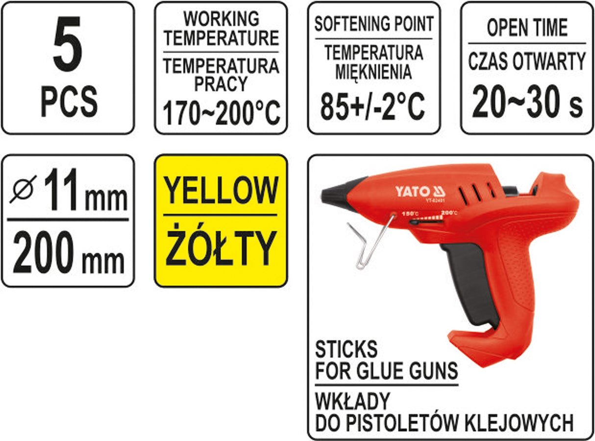 GLUE STICKS 11,2X200MM 5PCS YELLOW (YT-82437)