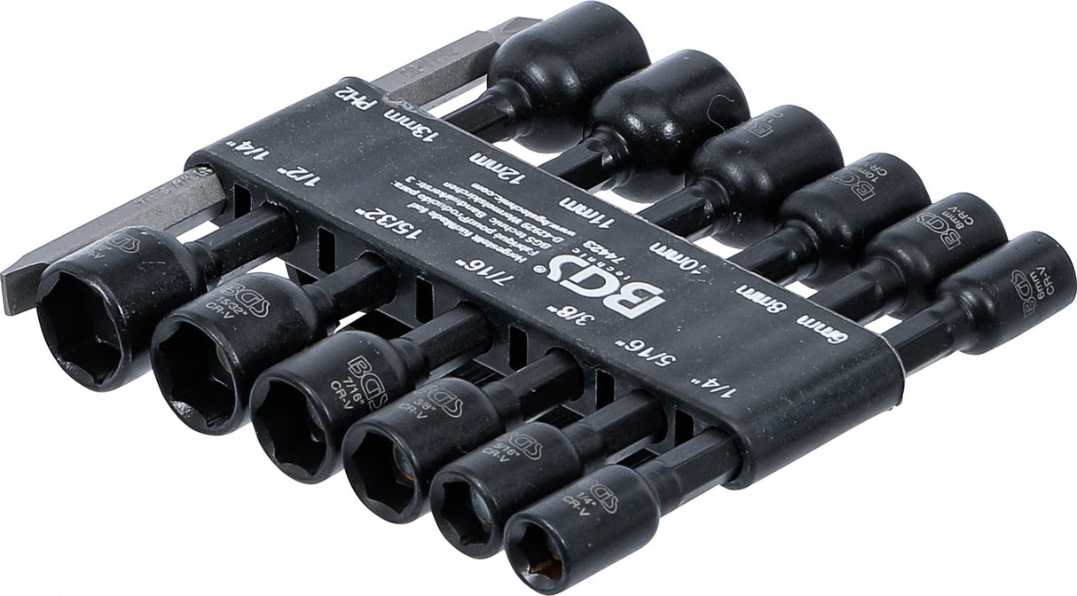 SOCKET SET, HEXAGON | 6.3 MM (1/4") DRIVE | FOR ELECTRIC DRILLS | 1/4 - 1/2", 6 - 13 MM | 14 PCS. (74423)