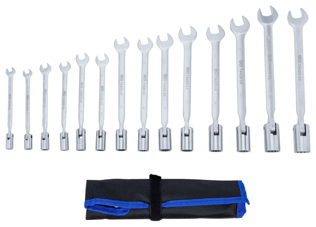 RING SPANNER SET WITH SWIVEL SOCKET | 8 - 22 MM | 14 PCS (74425)