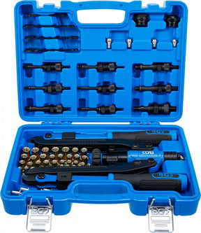 LONG-ARM RIVETER SET FOR BLIND AND THREADED RIVETS | M4–M12 | 90 PARTS (74579)