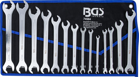ULTRA-THIN OPEN-ENDED DOUBLE-SIDED RATCHET SPANNER SET | 6–22 MM | 1/4"-3/4" | 14 PCS. (74584)