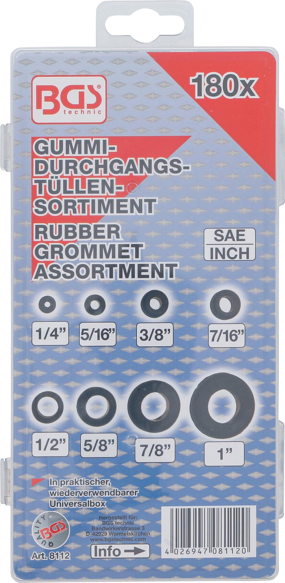 RUBBER GROMMET ASSORTMENT | INCH SIZES | 180 PCS. (8112)
