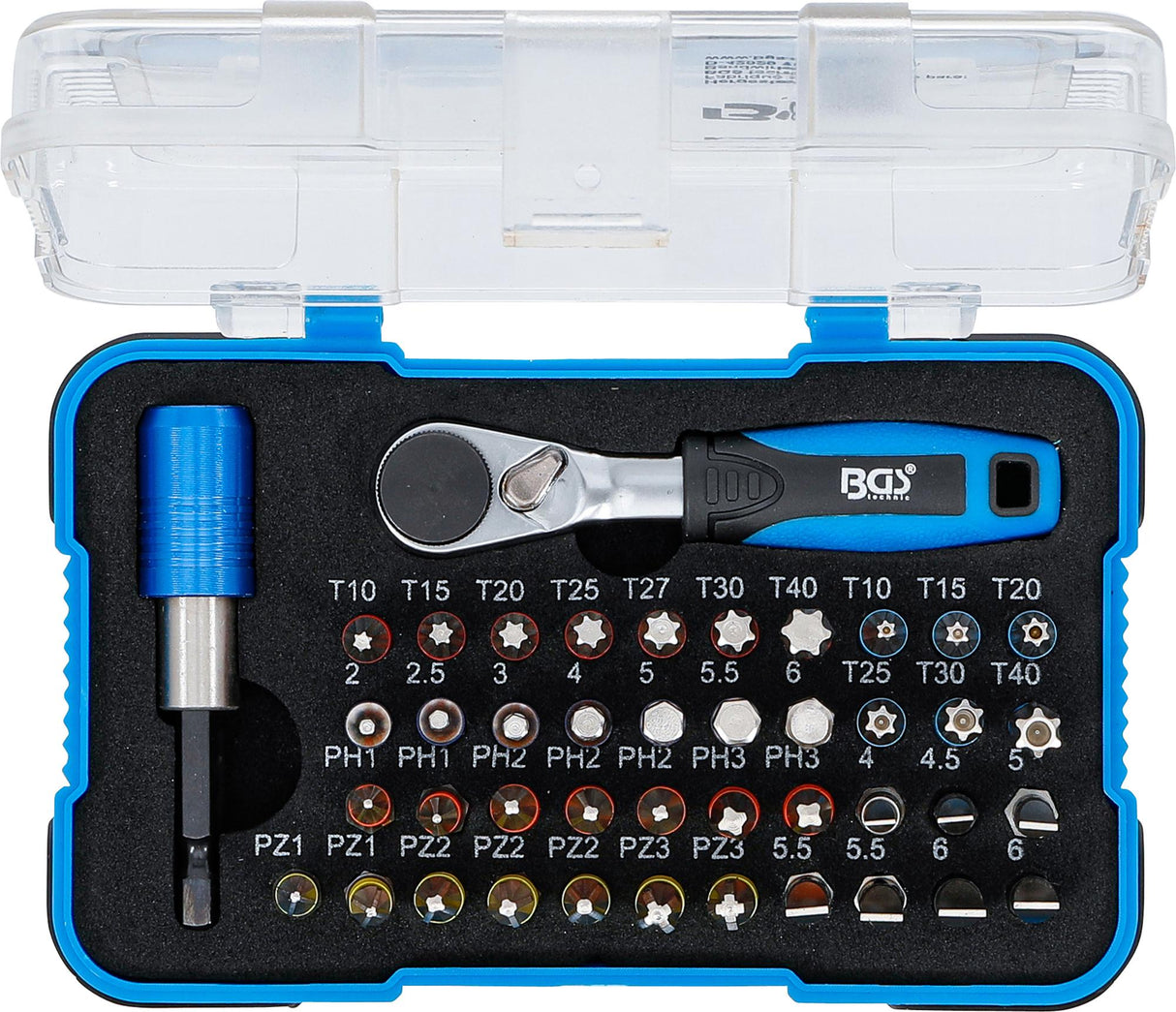 COLOR BIT SET | WITH BIT RATCHET | EXTERNAL HEXAGON 6.3 MM (1/4") | 43 PCS. (74299)