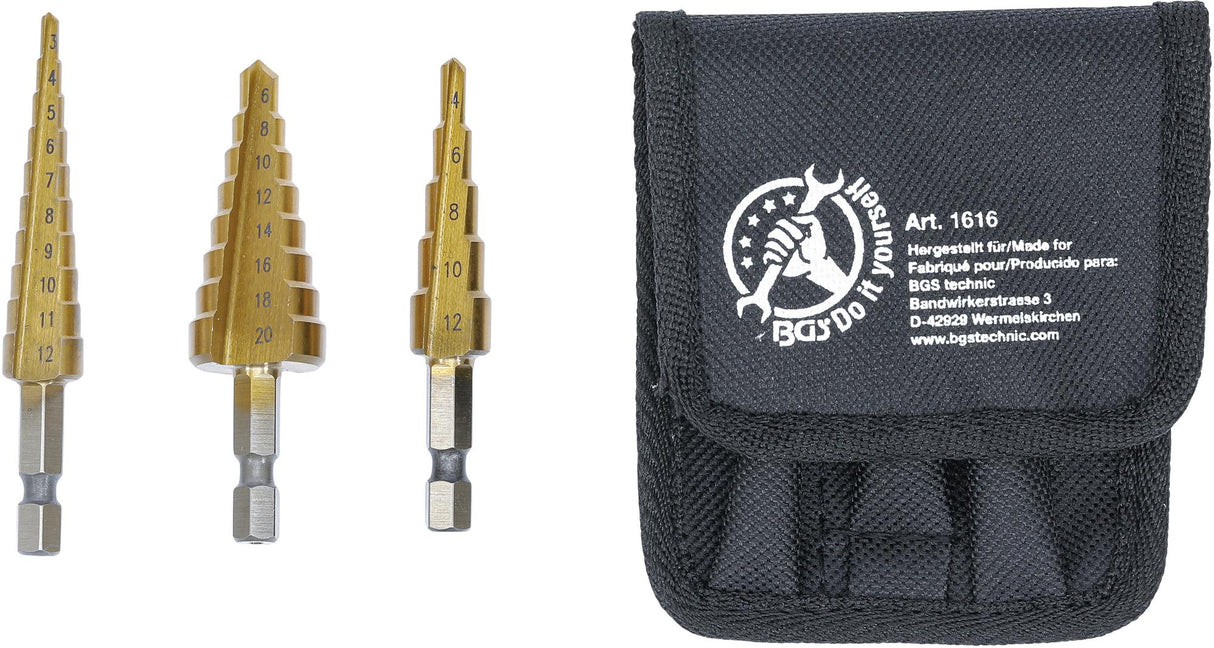 HSS STEP DRILL SET | 3 - 20 MM | 3 PCS. (1616)