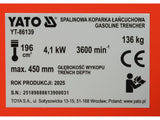 GASOLINE TRENCHER 196CM3 450MM (YT-86139)
