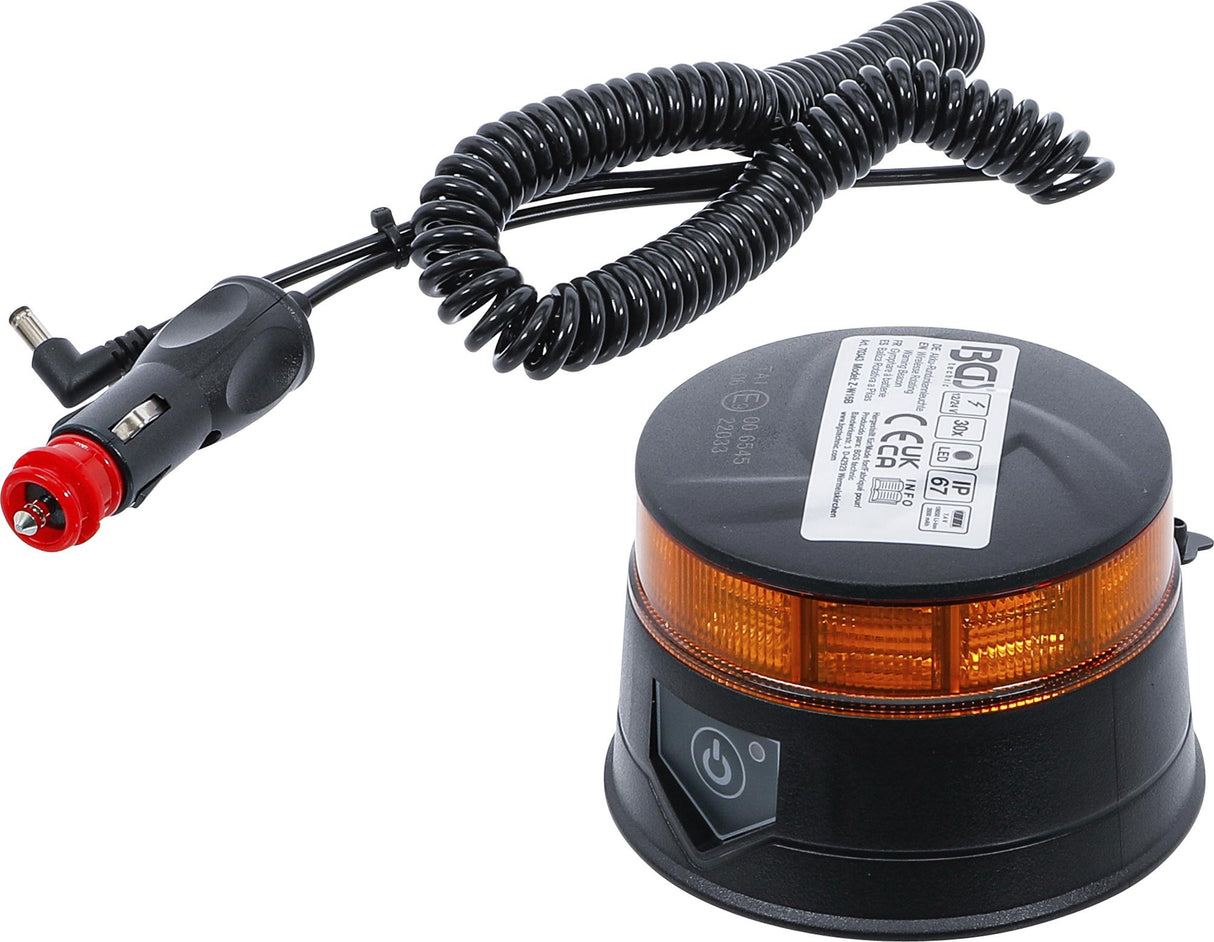 CORDLESS ROTATING WARNING BEACON | YELLOW | WITH MAGNET | 12 V / 24 V | Ø 130 MM (70343)