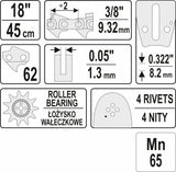 CHAINSAW GUIDE BAR 3/8" / 0,05" 18"U (YT-849355)