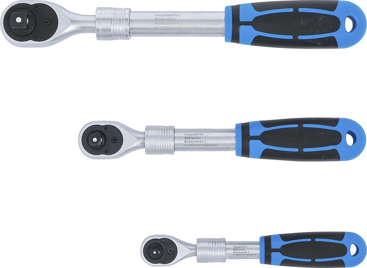 REVERSIBLE RATCHET SET | EXTENDABLE | 6.3 MM (1/4") - 10 MM (3/8") - 12.5 MM (1/2") | 3 PCS. (25123)