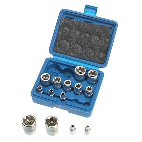 SOCKET SET E-STAR FOR BOLTS 14 PCS., 1/4"+3/8"+1/2", E4-E24 (KR121014)