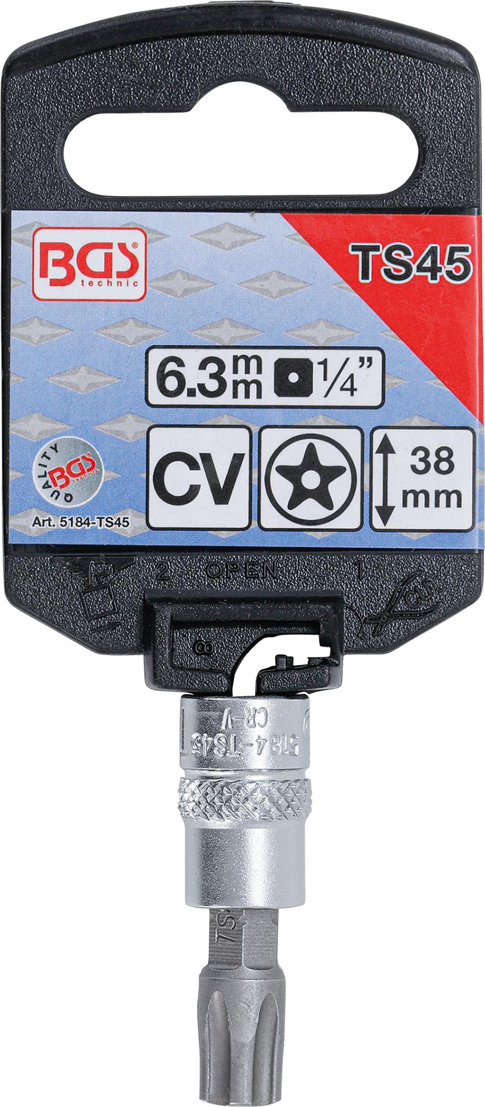 BIT SOCKET | 6.3 MM (1/4") DRIVE | T-STAR TAMPERPROOF (FOR TORX) TS45 (5184-TS45)