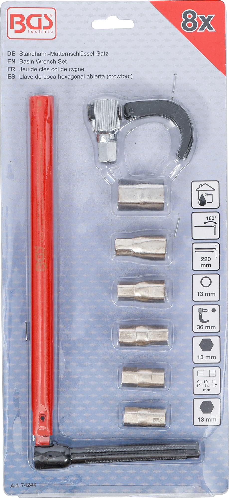 BASIN TAP NUT WRENCH SET | 8 PCS. (74244)