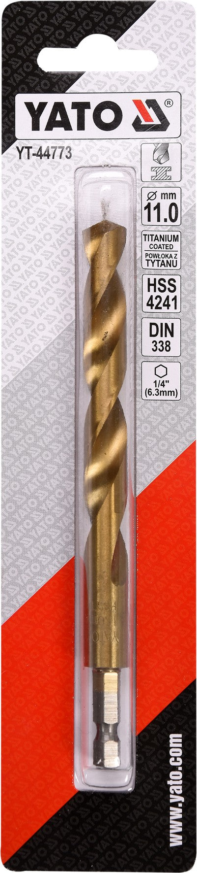 METAL DRILL WITH HEX SHANK 11,0MM TITAN (YT-44773)