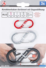 DOUBLE SNAP HOOK ASSORTMENT | ALUMINIUM | 3 PCS. (85783)