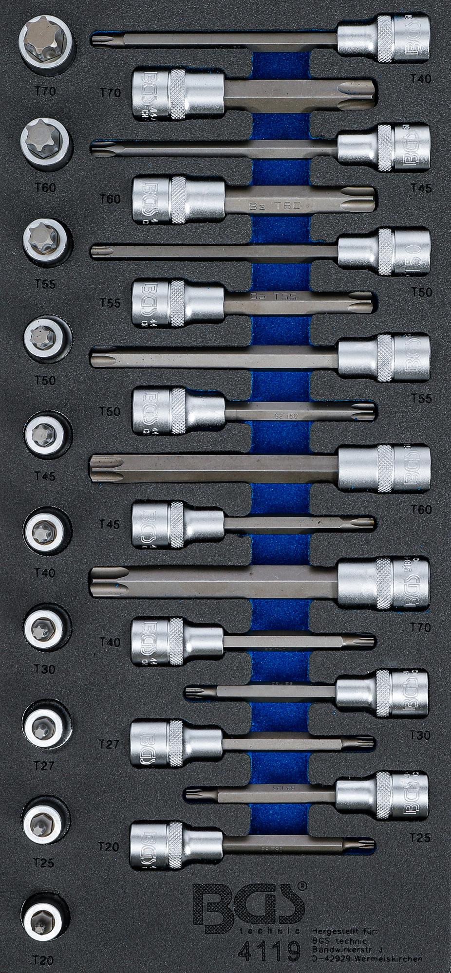 TOOL TRAY 1/3: BIT SOCKET SET | 12.5 MM (1/2") | T-STAR (FOR TORX) | 26 PCS. (4119)