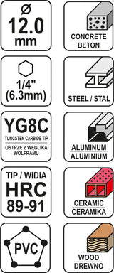 UNIVERSAL DRILL WITH HEX SHANK 12,0MM (YT-44787)
