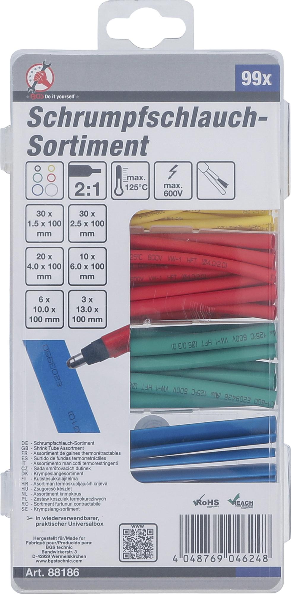 SHRINK TUBE ASSORTMENT | COLOURED | 99 PCS. (88186)