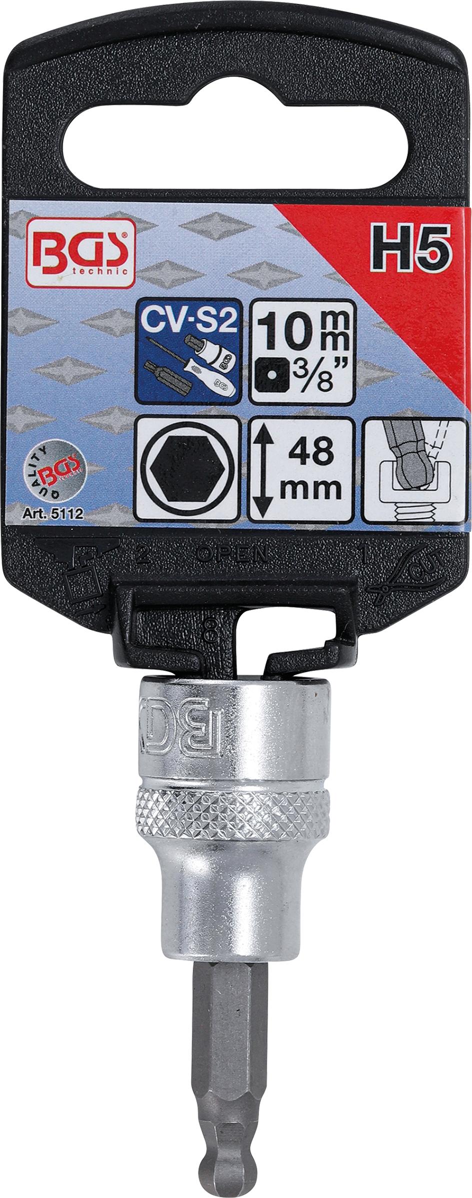 BIT SOCKET | 10 MM (3/8") | INTERNAL HEXAGON WITH BALL HEAD 5 MM (5112)