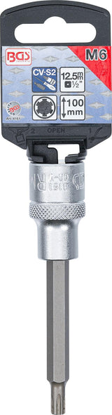 BIT SOCKET | LENGTH 100 MM | 12.5 MM (1/2") DRIVE | SPLINE (FOR RIBE) | M6 (4161)