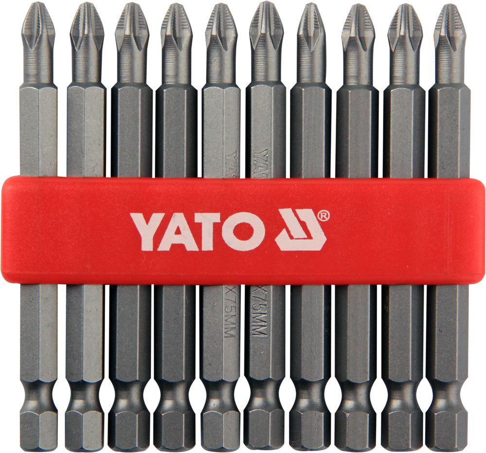 SCREWDRIVER BITS 10PCS PH2X75MM S2 (YT-0480)