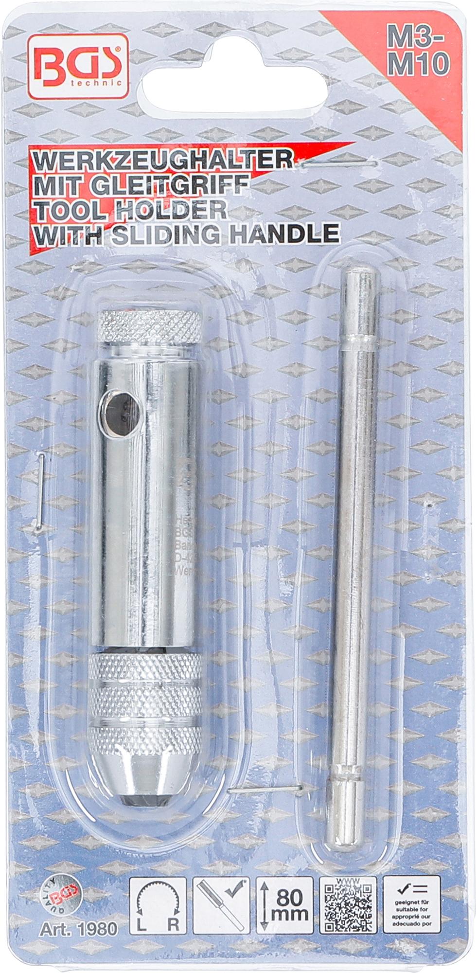 TOOL HOLDER WITH SLIDING HANDLE FOR TAPS | M3 - M10 | 80 MM (1980)