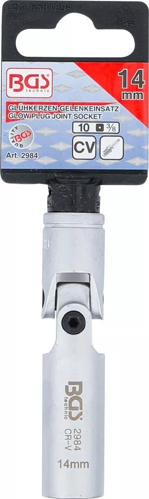 GLOW PLUG JOINT SOCKET HEXAGON | 10 MM (3/8") DRIVE | 14 MM (2984)