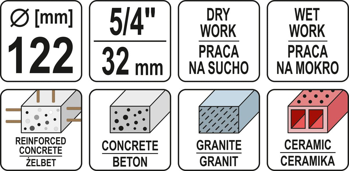 DIAMOND CORE DRILL BIT 122MM (YT-60377)