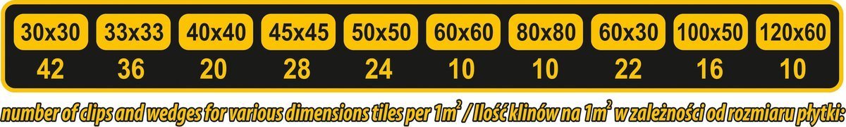 TILE LEVELLING SYSTEM | 1 MM / SET OF 50 WEDGES AND 50 CLIPS (04714)