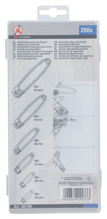 ASSORTMENT OF PINS (SPLIT PINS) | 22–55 MM | 6 SIZES | 250 PCS (88196)
