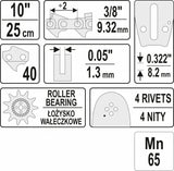 CHAINSAW GUIDE BAR 3/8" / 0,05" 10"U (YT-84925)