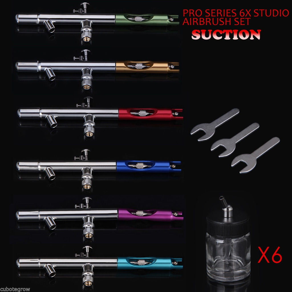 PROFESSIONAL AIRBRUSH SET WITH HOSES 18 PCS. (6+6+6) (ABS12-1)