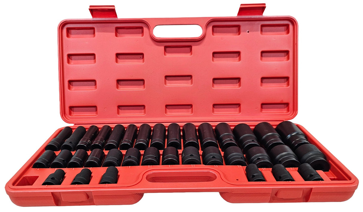 SET OF IMPACT SOCKETS LONG AND SHORT | CR-MO | 8 - 32 MM | 35 PCS. (SK12235P)