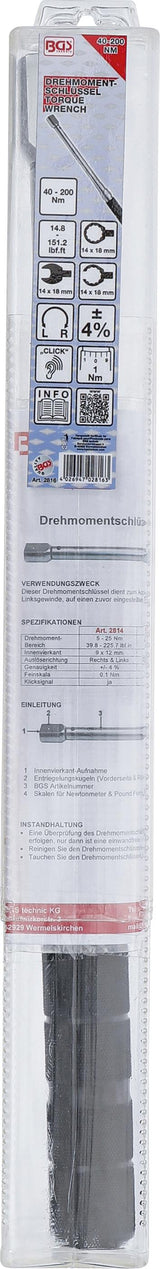 TORQUE WRENCH | 20 - 200 NM | FOR 14 X 18 MM INSERT TOOLS (2816)