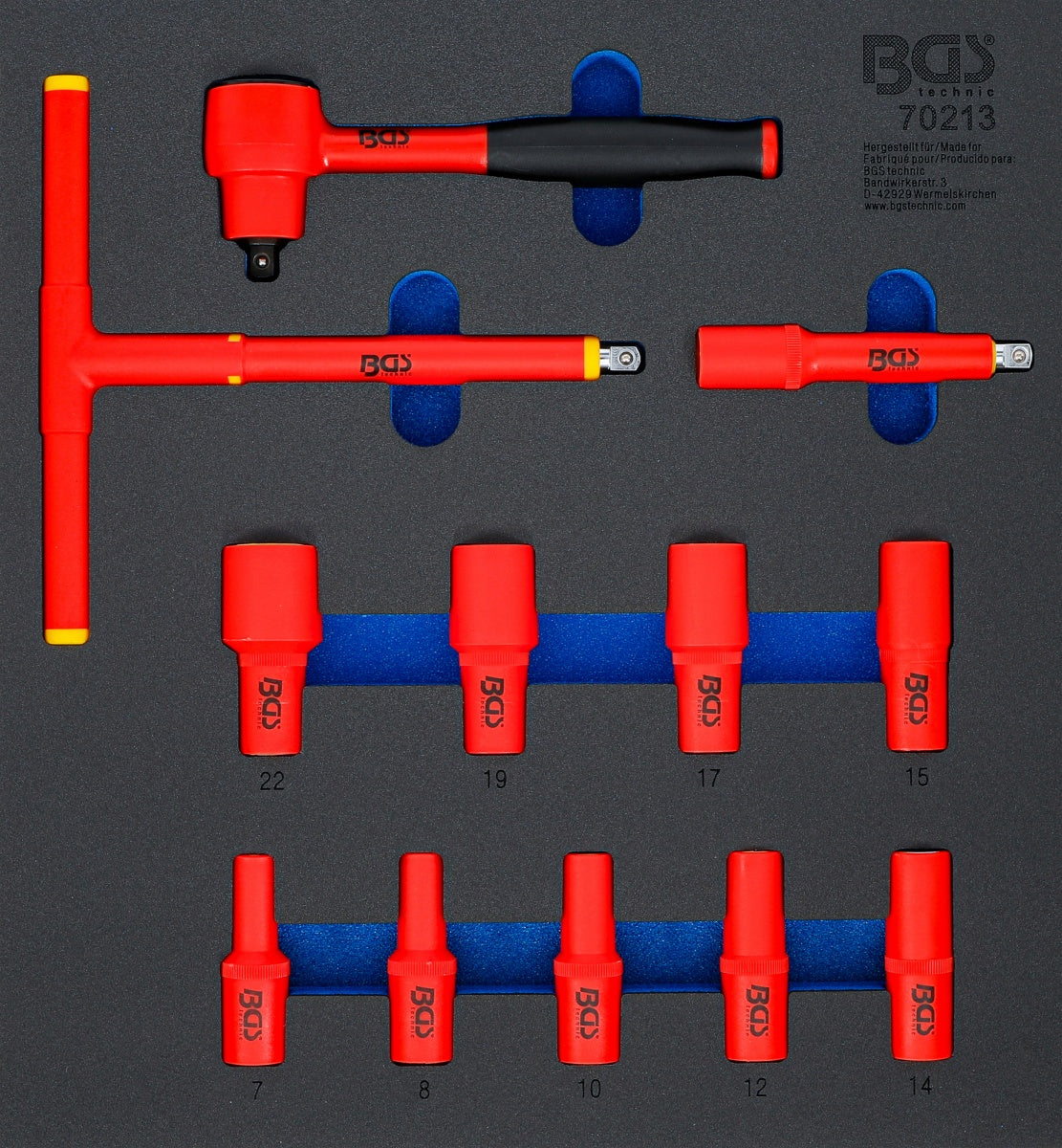 TOOL TRAY 2/3: VDE TOOL SET | 10 MM (3/8") | 7 - 22 MM | 12 PCS. (70213)
