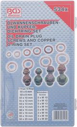 OIL DRAIN PLUG SCREWS AND COPPER SEAL RING ASSORTMENT | 534 PCS. (8118)