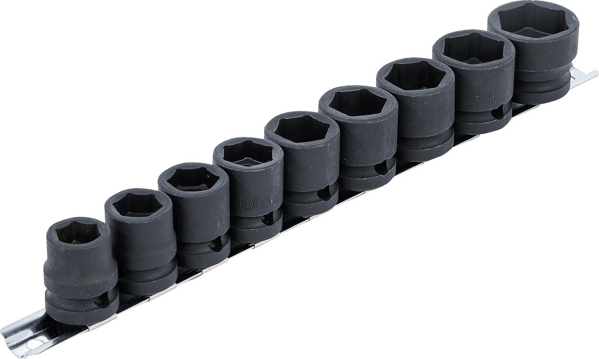 IMPACT SOCKET SET, HEXAGON, EXTRA FLAT | 12.5 MM (1/2") DRIVE | 13 - 24 MM | 9 PCS. (9551)