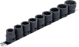 IMPACT SOCKET SET, HEXAGON, EXTRA FLAT | 12.5 MM (1/2") DRIVE | 13 - 24 MM | 9 PCS. (9551)